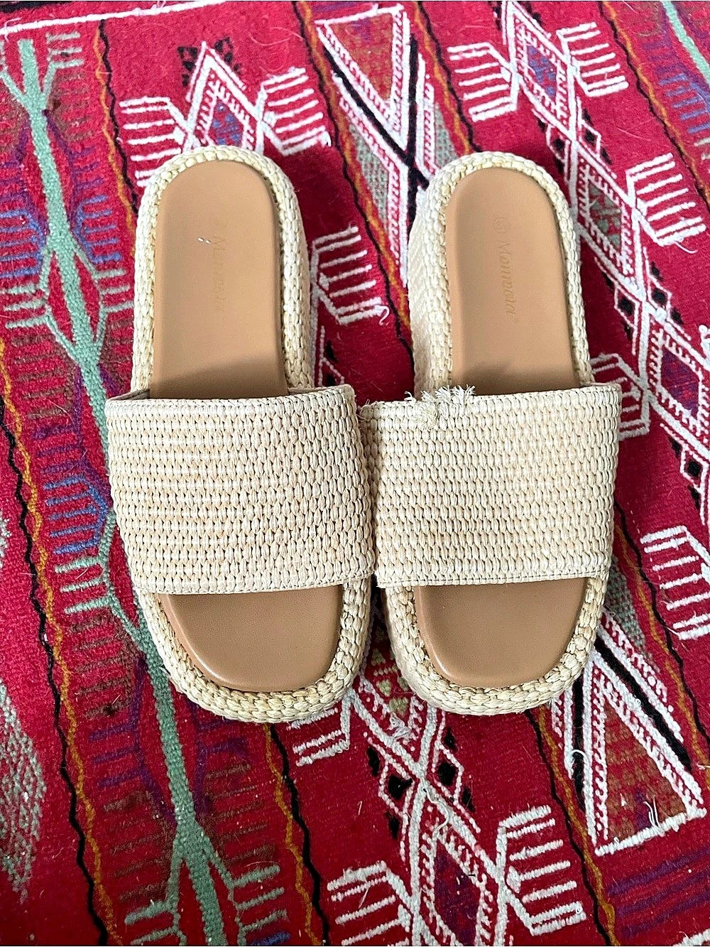 Monrovia Woven Slide Sandals in Cream
